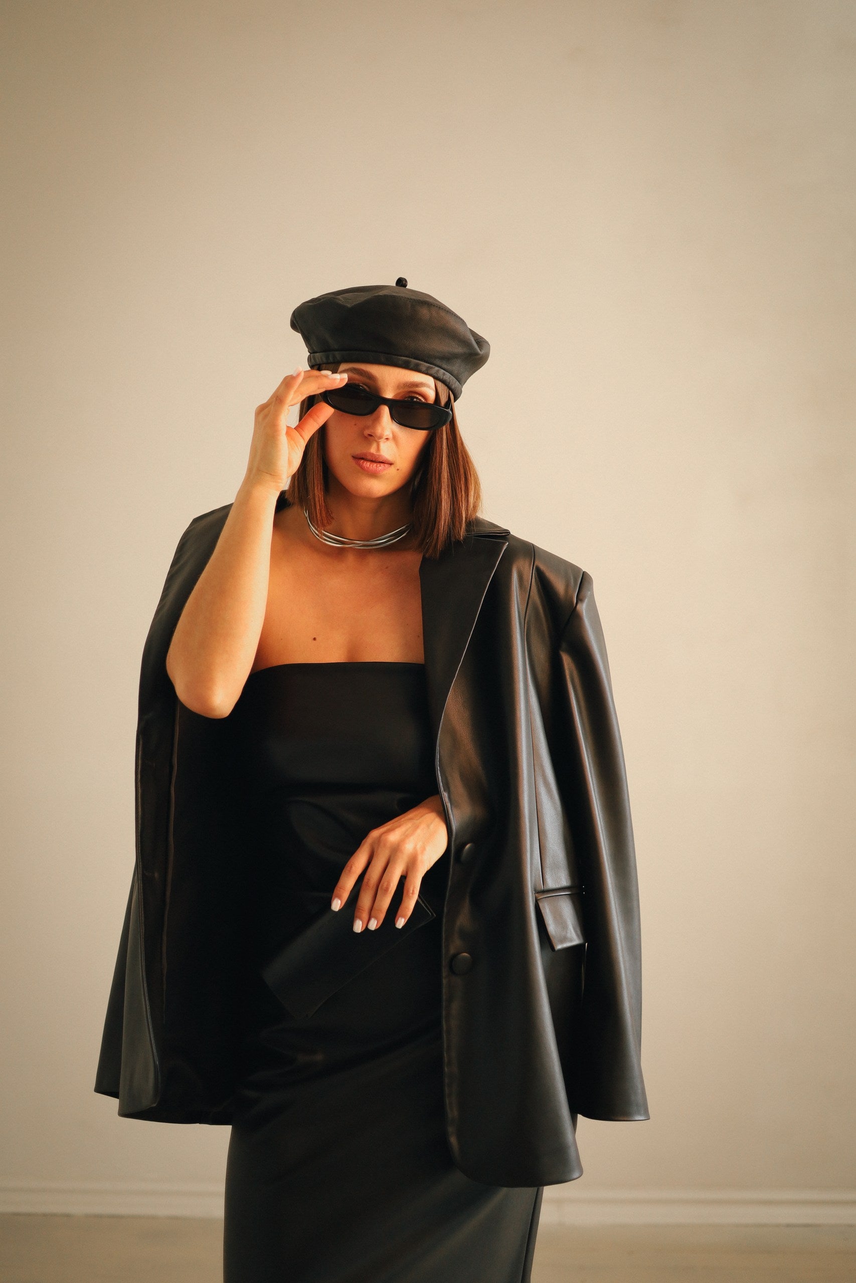Faux Leather Blazer