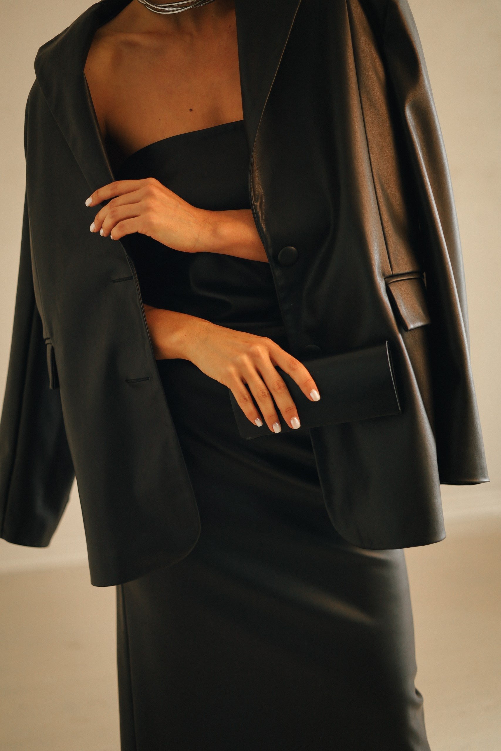 Faux Leather Blazer