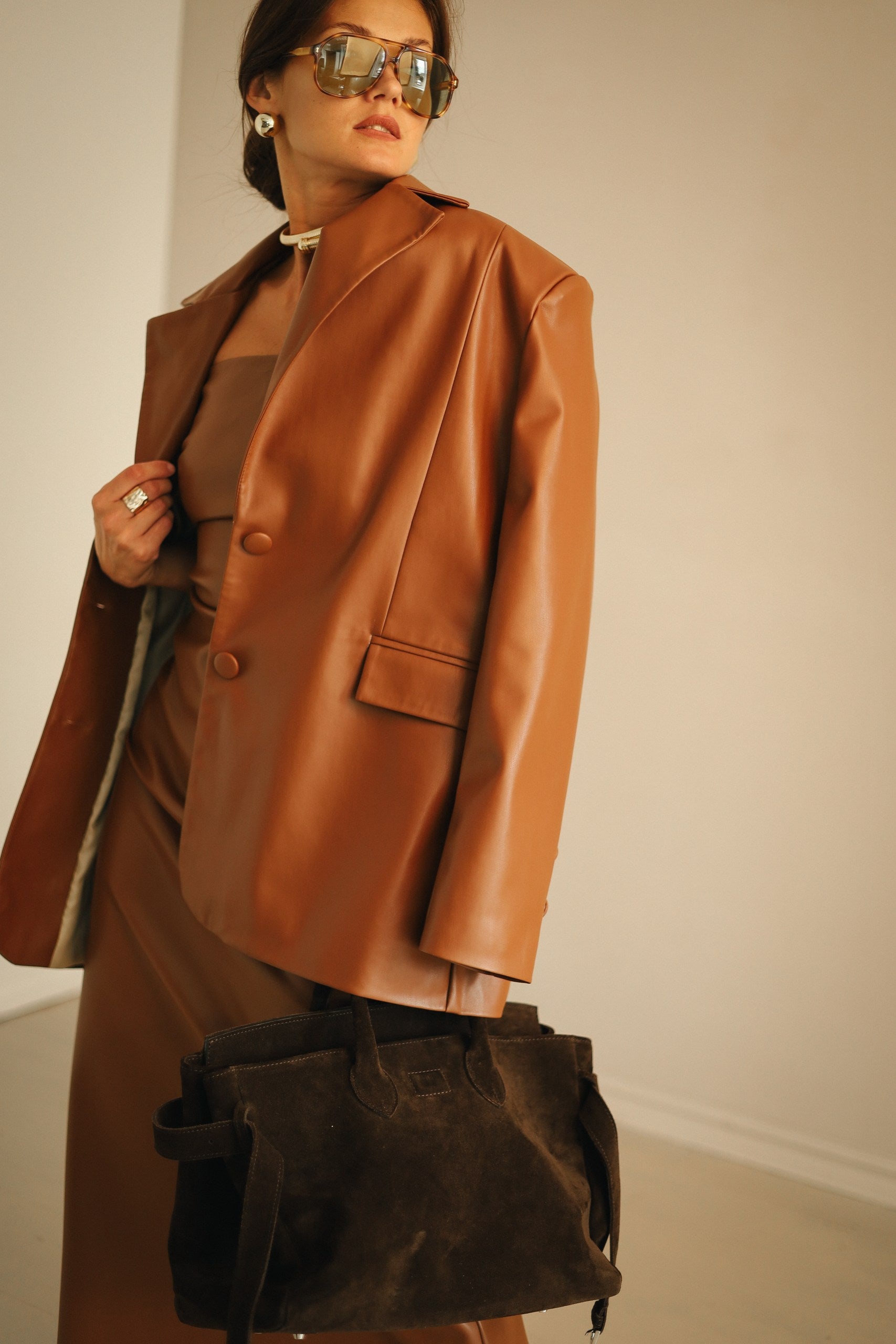 Faux Leather Blazer