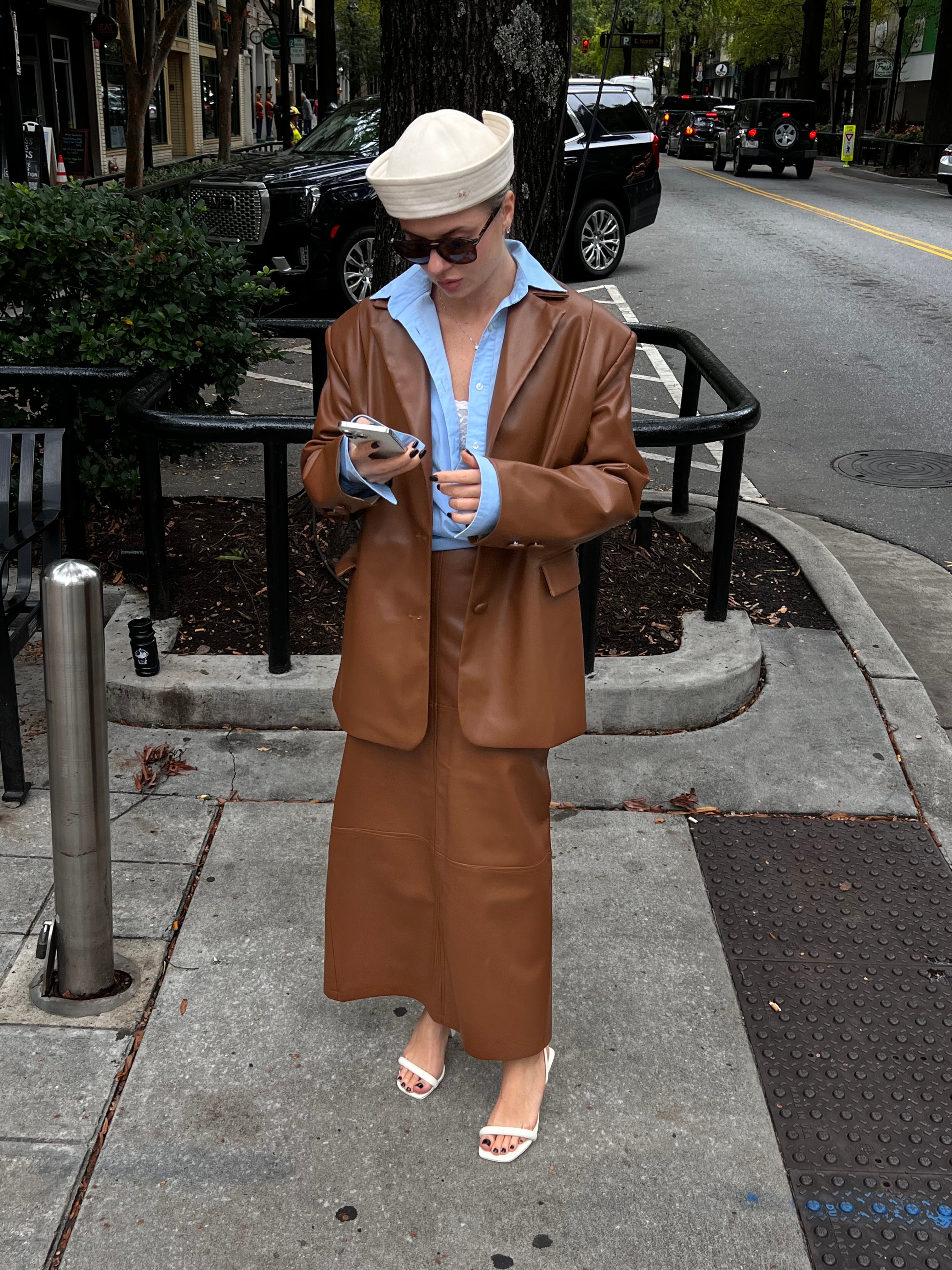 Faux Leather Blazer