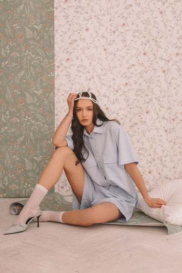 Cotton Plaid Shirt & Shorts Set