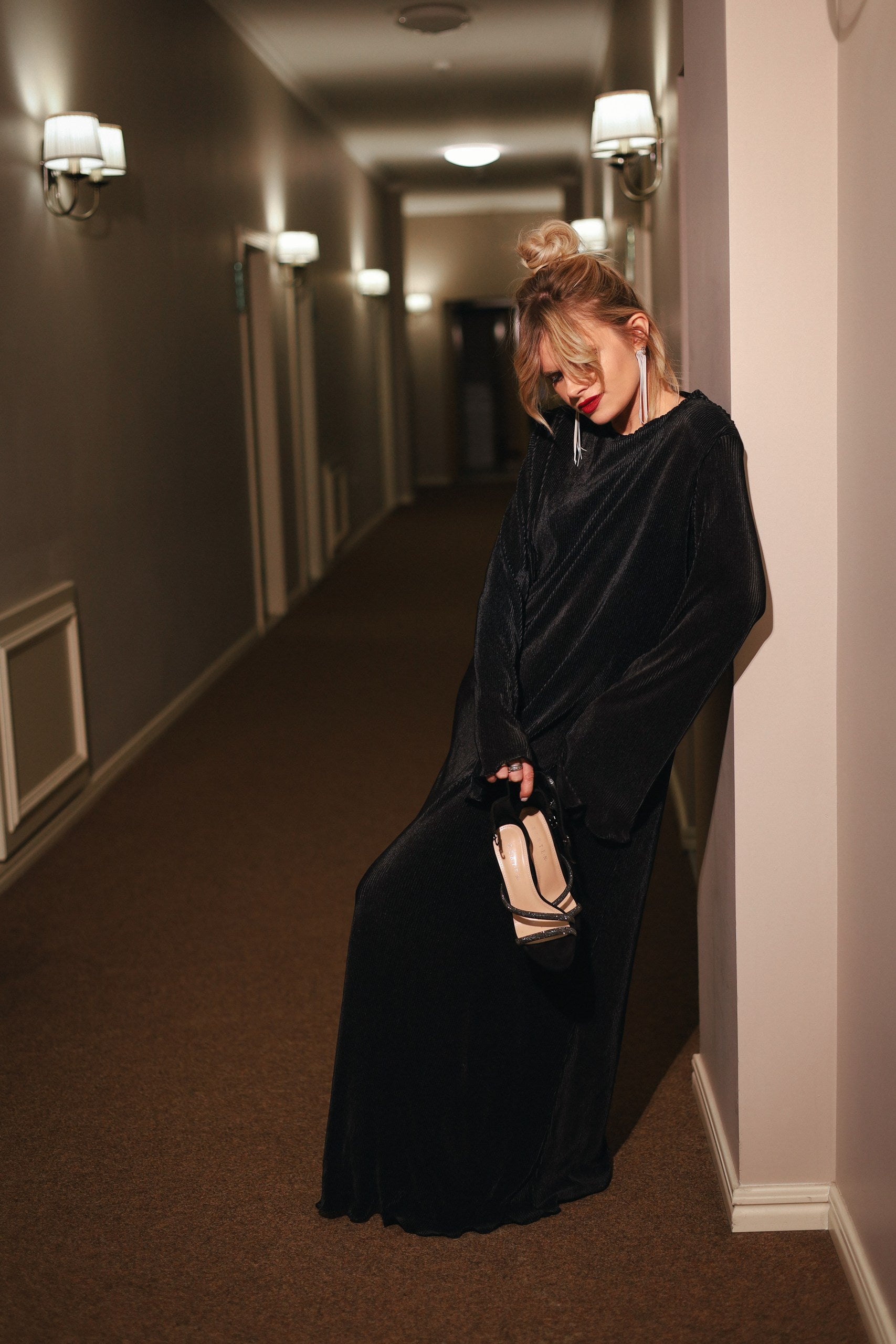 Pleated maxi dress