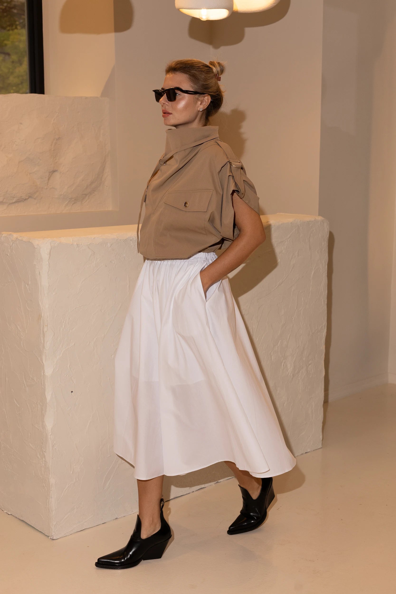 Cotton Midi Skirt