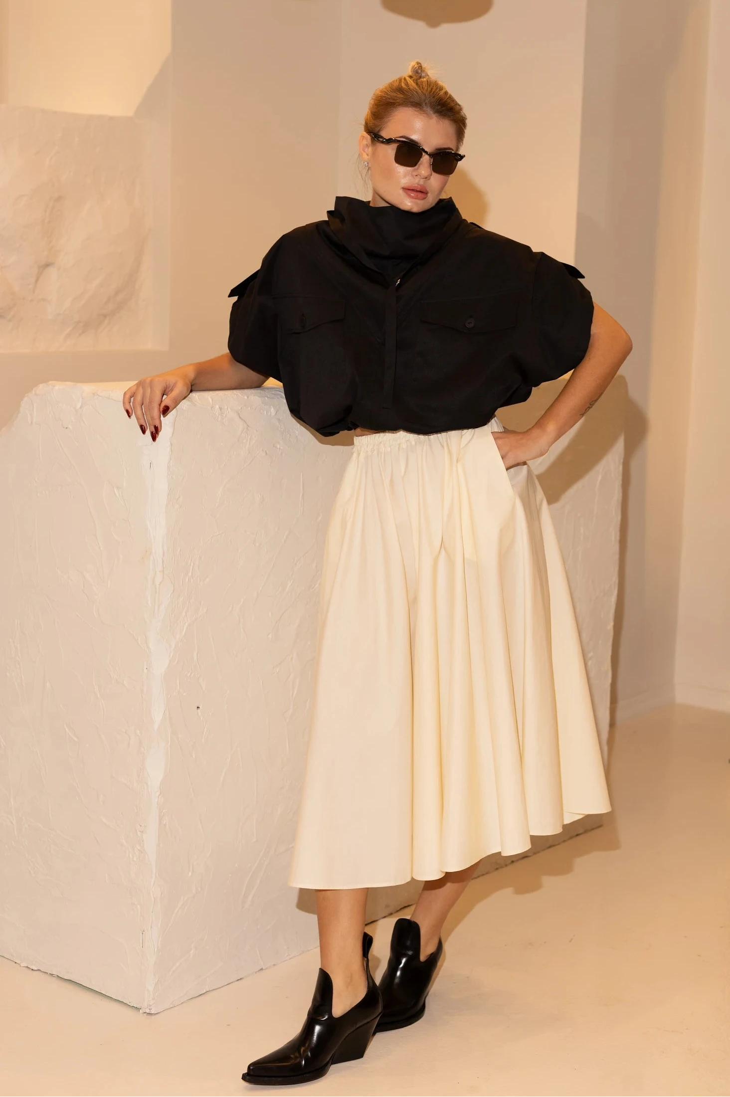 Cotton Midi Skirt