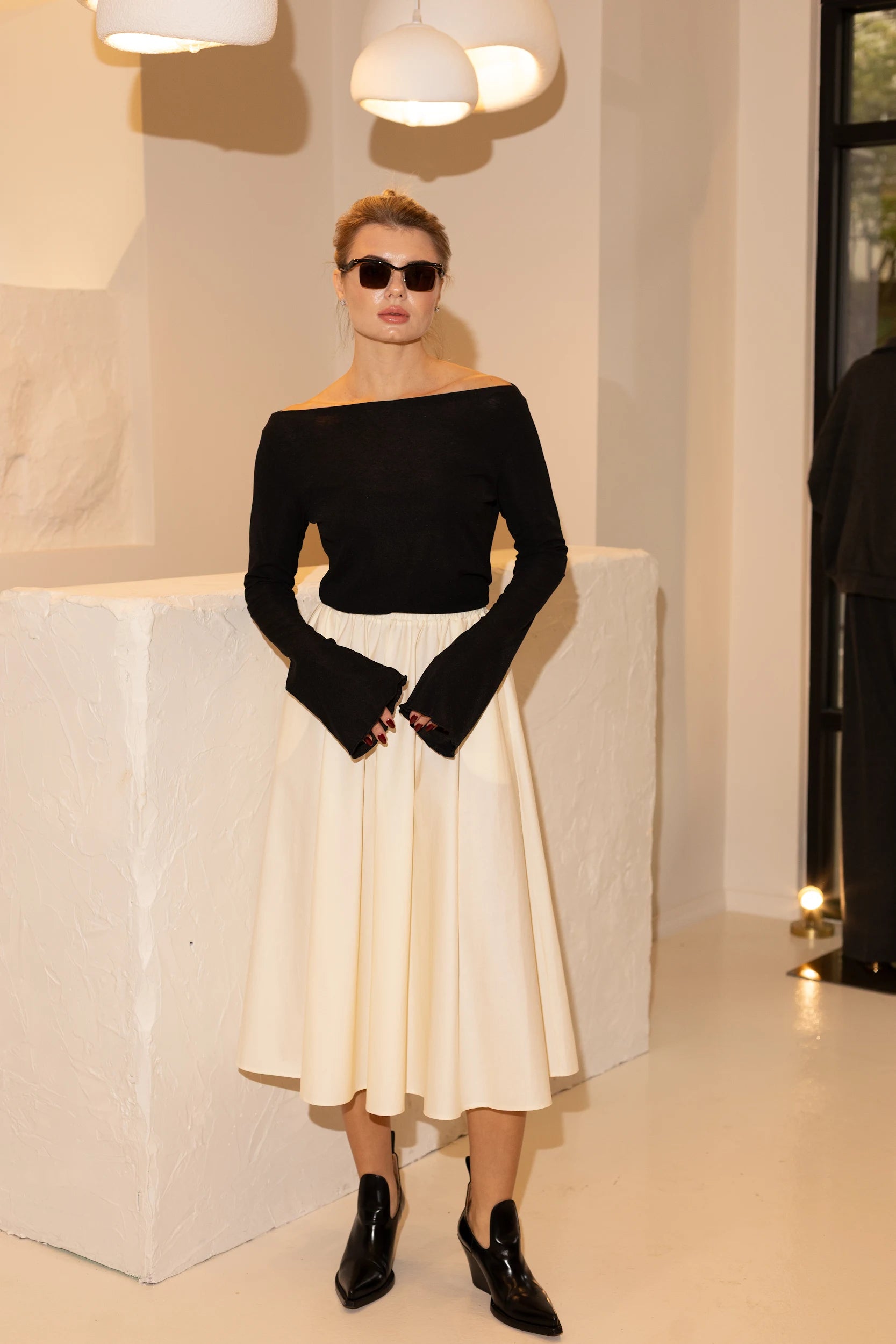 Cotton Midi Skirt