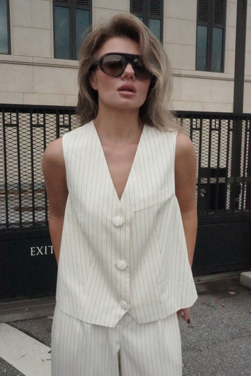 Pinstripe longline vest