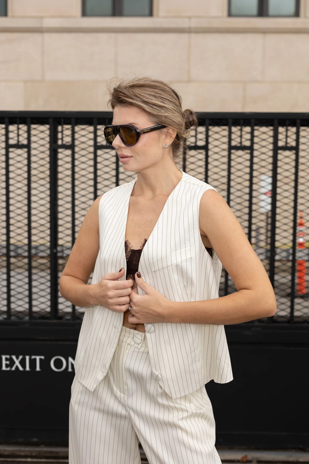 Pinstripe longline vest