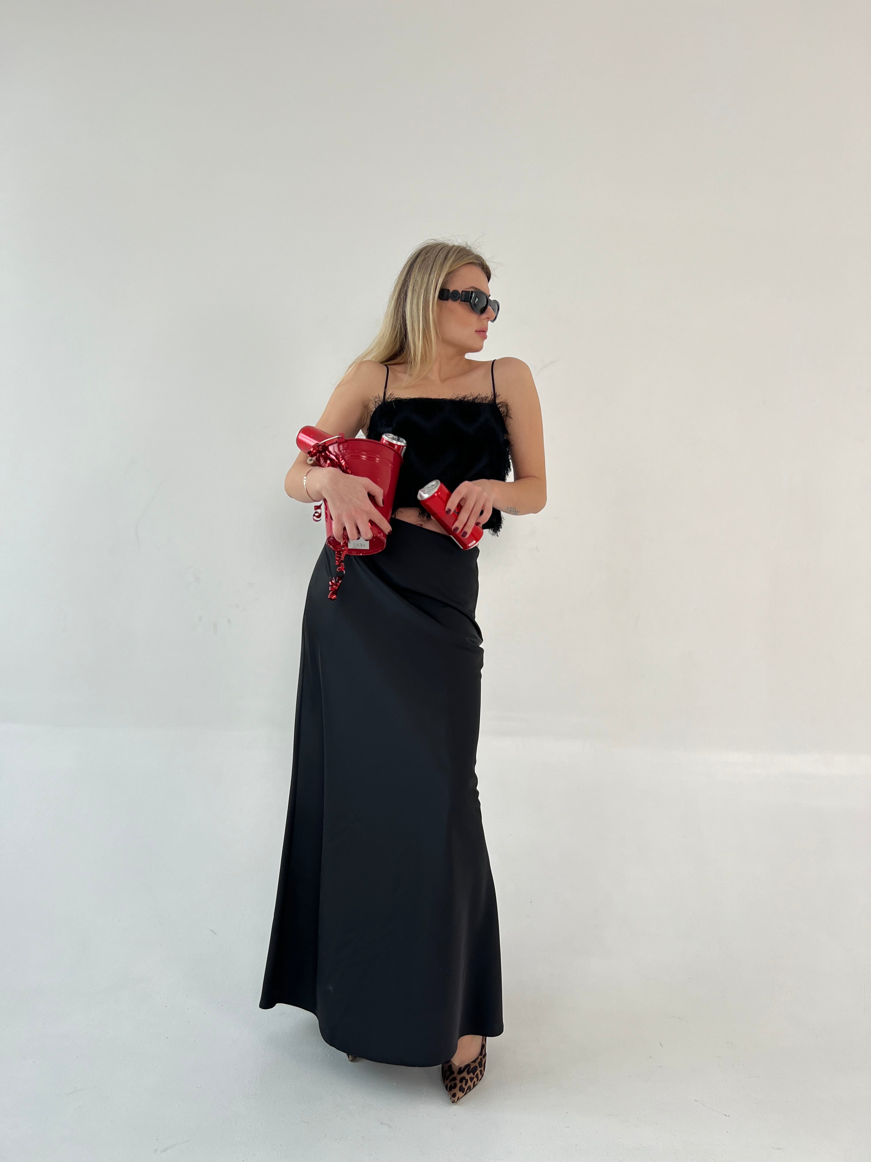 Fishtail silk skirt