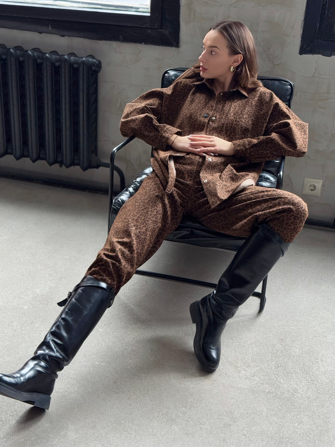 Leopard Print Denim Shirt