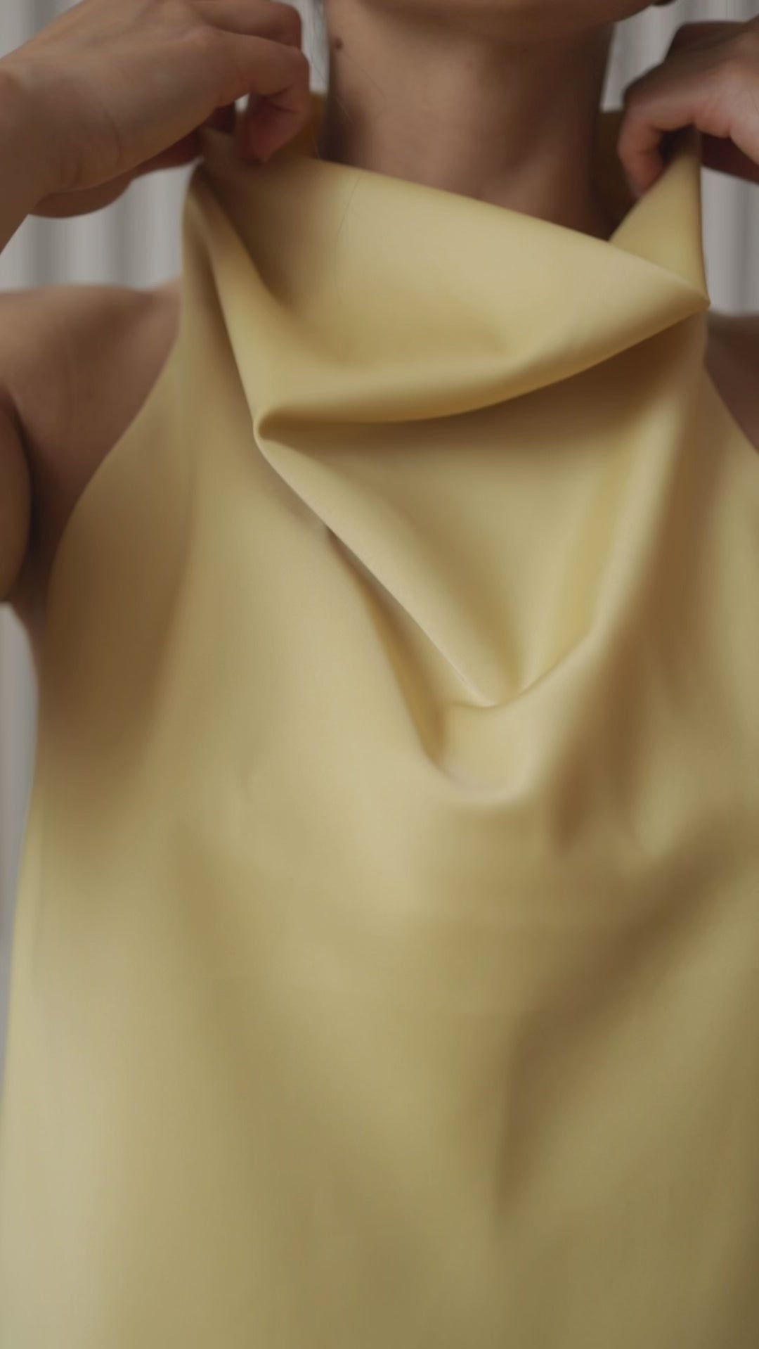 Silky halter top with open back